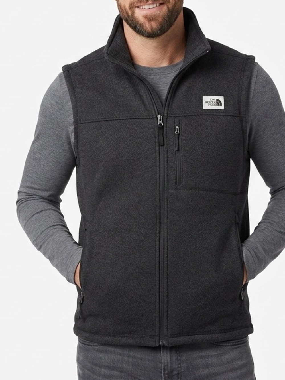 The North Face Fleece Vest Mens Medium Gray Full Zip Outdoor Hiking Vest